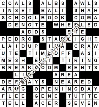 LA Times Crossword answers Tuesday 22 October 2019