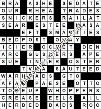 LA Times Crossword answers Wednesday 23 October 2019