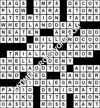 LA Times Crossword answers Monday 28 October 2019