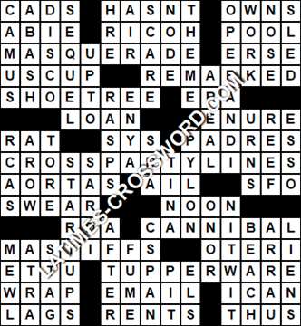 LA Times Crossword answers Tuesday 29 October 2019