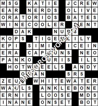 LA Times Crossword answers Tuesday 10 December 2019