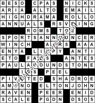 LA Times Crossword answers Tuesday 17 December 2019