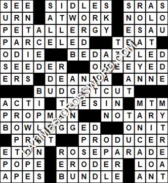 LA Times Crossword answers Wednesday 1 January 2020