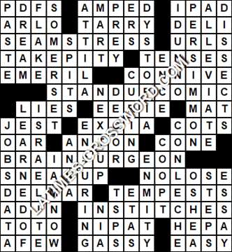 LA Times Crossword answers Thursday 2 January 2020