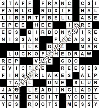 LA Times Crossword answers Monday 6 January 2020