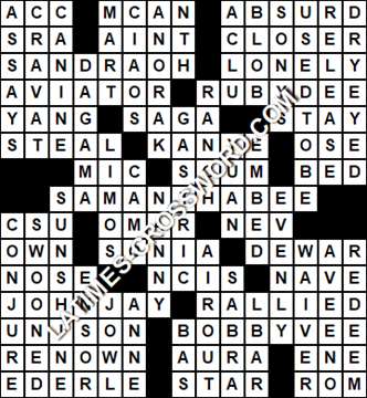 LA Times Crossword answers Wednesday 8 January 2020