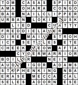 LA Times Crossword answers Monday 13 January 2020