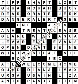 LA Times Crossword answers Wednesday 15 January 2020