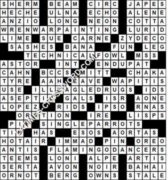 LA Times Crossword answers Sunday 19 January 2020