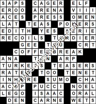 LA Times Crossword answers Monday 20 January 2020