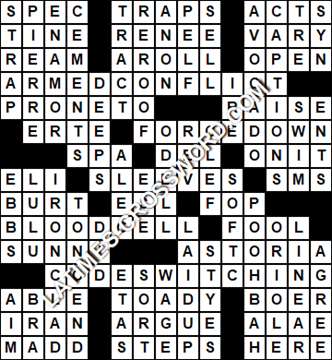 LA Times Crossword answers Wednesday 22 January 2020