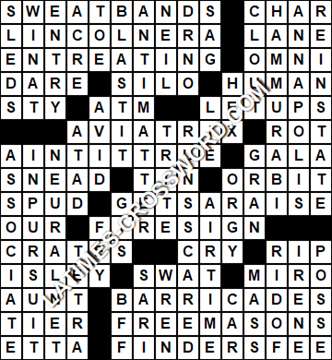LA Times Crossword answers Saturday 25 January 2020