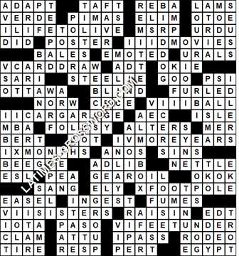 LA Times Crossword answers Sunday 2 February 2020