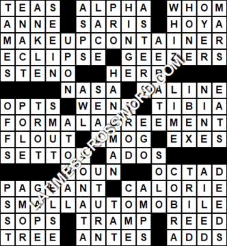 LA Times Crossword answers Wednesday 5 February 2020
