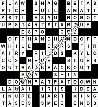LA Times Crossword answers Thursday 6 February 2020