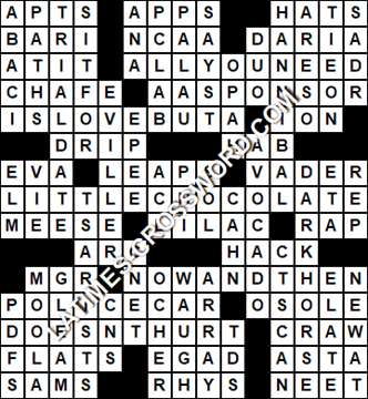 LA Times Crossword answers Friday 14 February 2020