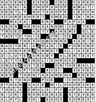 LA Times Crossword answers Sunday 16 February 2020