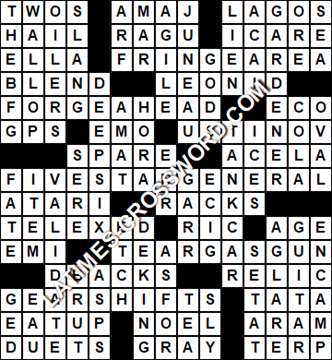 LA Times Crossword answers Wednesday 19 February 2020