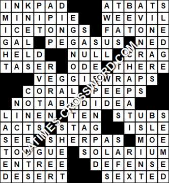 LA Times Crossword answers Saturday 22 February 2020