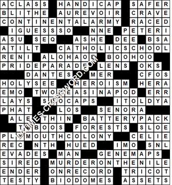LA Times Crossword answers Sunday 23 February 2020