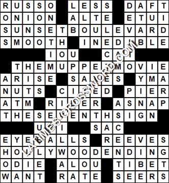LA Times Crossword answers Tuesday 25 February 2020