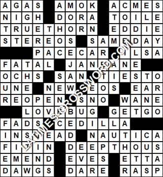 LA Times Crossword answers Thursday 27 February 2020
