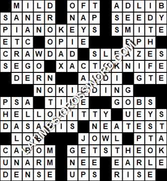 LA Times Crossword answers Tuesday 3 March 2020