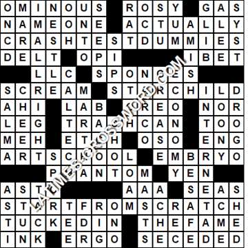 LA Times Crossword answers Wednesday 4 March 2020
