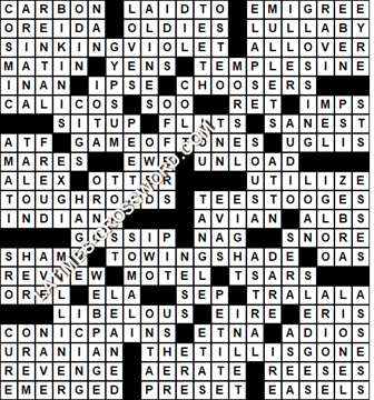 LA Times Crossword answers Sunday 8 March 2020
