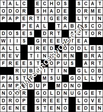 LA Times Crossword answers Thursday 12 March 2020