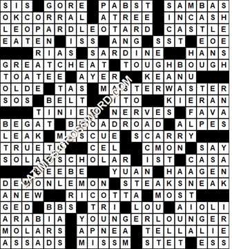 LA Times Crossword answers Sunday 15 March 2020