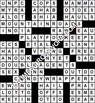 LA Times Crossword answers Monday 16 March 2020
