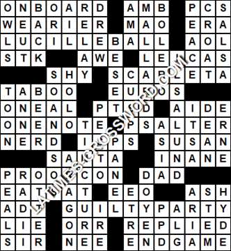 LA Times Crossword answers Tuesday 17 March 2020