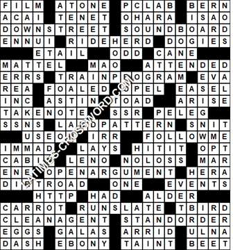 LA Times Crossword answers Sunday 22 March 2020