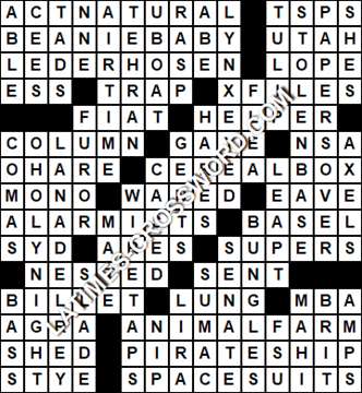 LA Times Crossword answers Saturday 28 March 2020