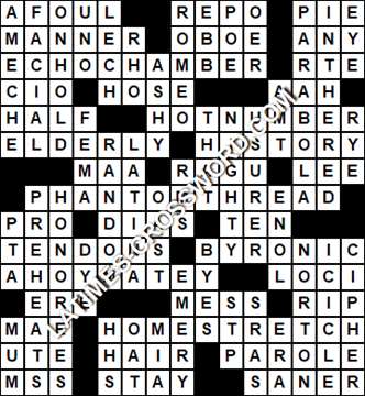 LA Times Crossword answers Monday 30 March 2020