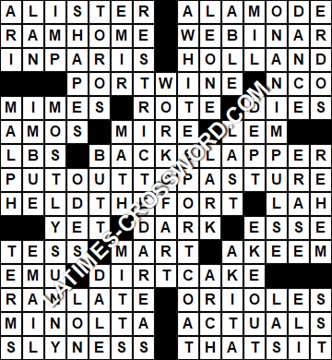 LA Times Crossword answers Saturday 4 April 2020