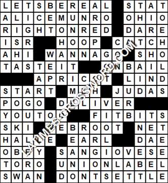 LA Times Crossword answers Saturday 25 April 2020