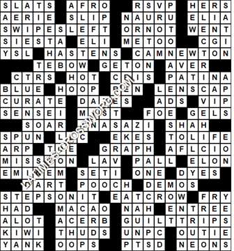 LA Times Crossword answers Sunday 26 April 2020