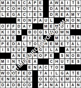 LA Times Crossword answers Saturday 2 May 2020