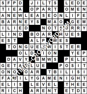 LA Times Crossword answers Tuesday 5 May 2020