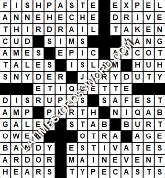 LA Times Crossword answers Saturday 9 May 2020