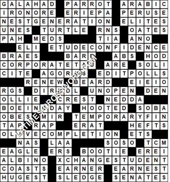 LA Times Crossword answers Sunday 10 May 2020