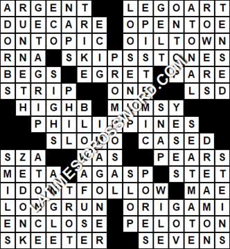 LA Times Crossword answers Saturday 16 May 2020