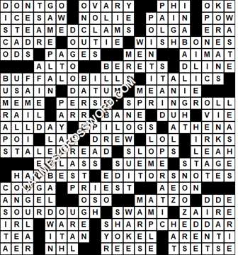 LA Times Crossword answers Sunday 17 May 2020
