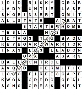 LA Times Crossword answers Tuesday 19 May 2020
