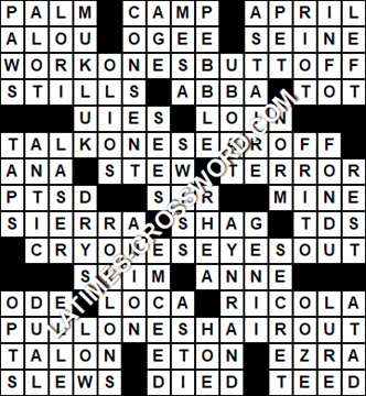 LA Times Crossword answers Wednesday 20 May 2020
