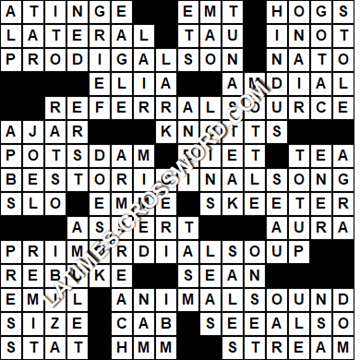 LA Times Crossword answers Thursday 28 May 2020