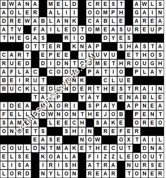 LA Times Crossword answers Sunday 31 May 2020