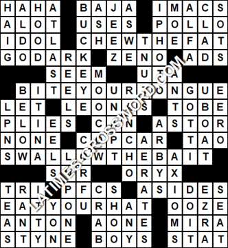 LA Times Crossword answers Tuesday 9 June 2020